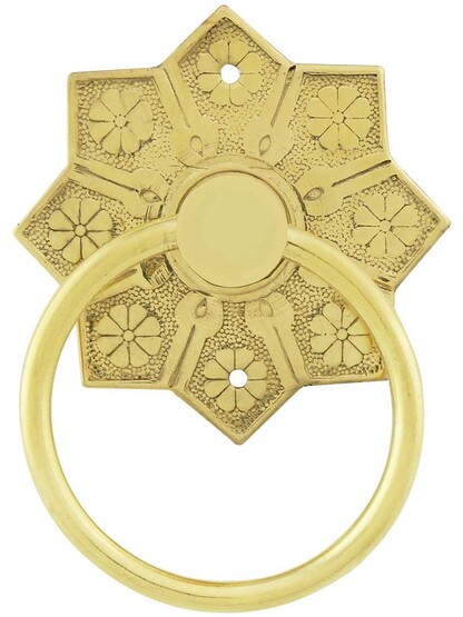 Eastlake Star Pattern Ring Pull in Un-Lacquered Brass.